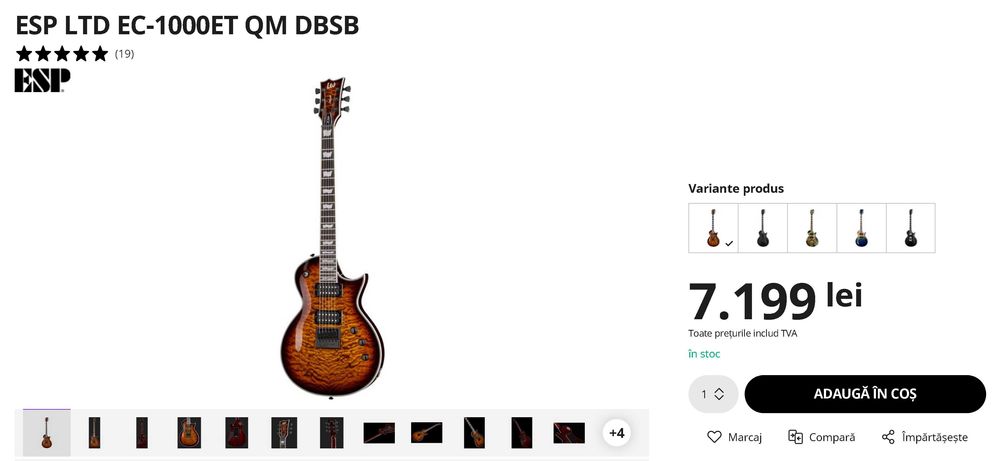 Chitară electrică  ESP LTD EC-1000ET QM DBSB