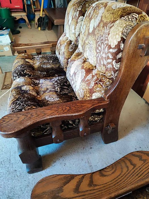 Двоен диван и фотьойл от масив