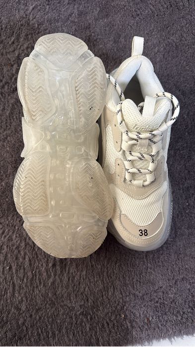 Adidasi Balenciaga Triple S Clear Sole (albi/crem)