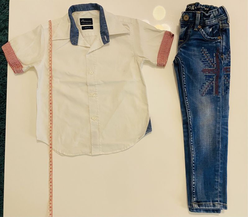 Camasa casual alba si blugi, baieti, 4 ani
