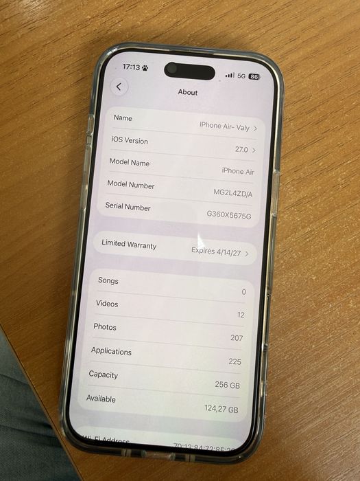 Iphone 17 Air 256 GB + baterie MagSafe originala