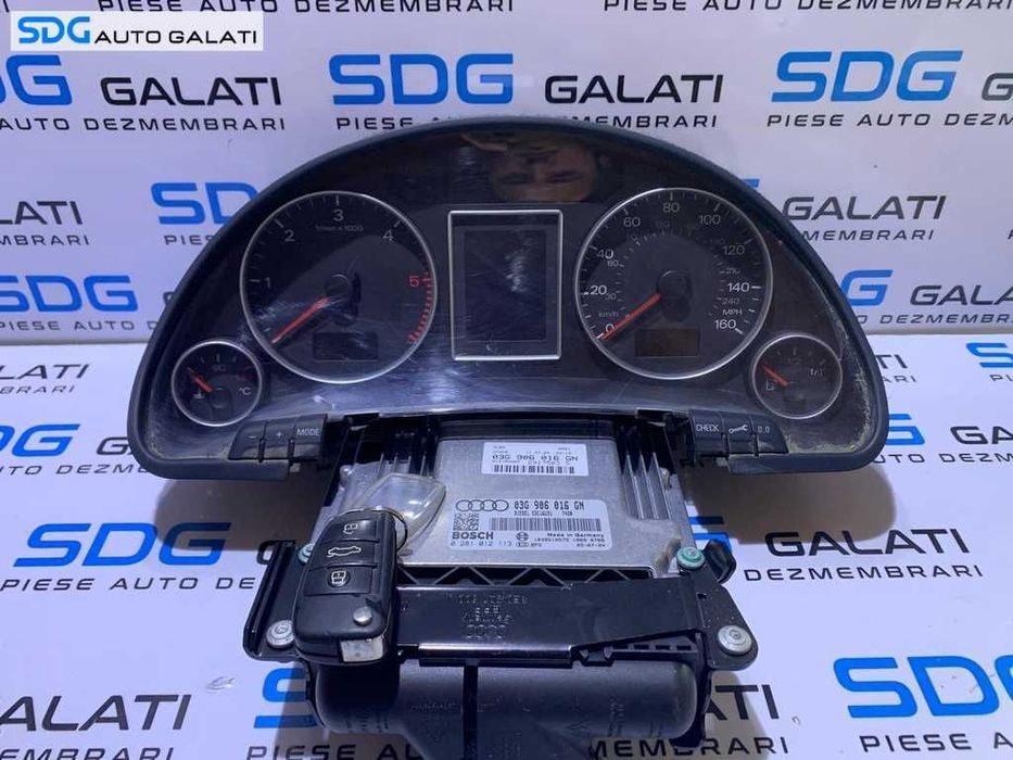 Kit Pornire ECU Calculator Motor Cip Cheie si Imobilizator Audi A4 B7 2.0 TDI BLB 103 KW 140 CP 2005 - 2008 Cod 03G906016GN 0281012113 0263626065 [M8608]