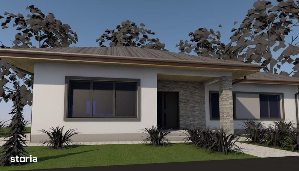 Casa moderna parter, zona excelenta – 3 camere, terasa, teren 6 arii