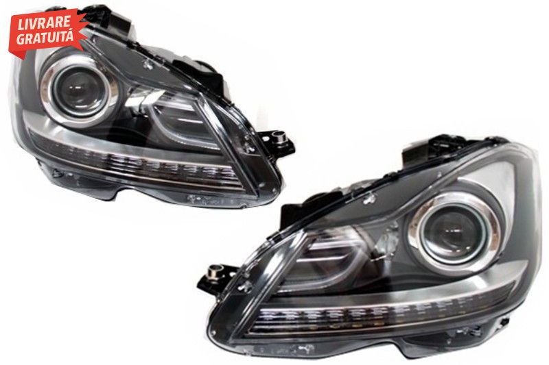 LED DRL Faruri Bi-Xenon Mercedes C-Class W204 Facelift (2011-2014)
