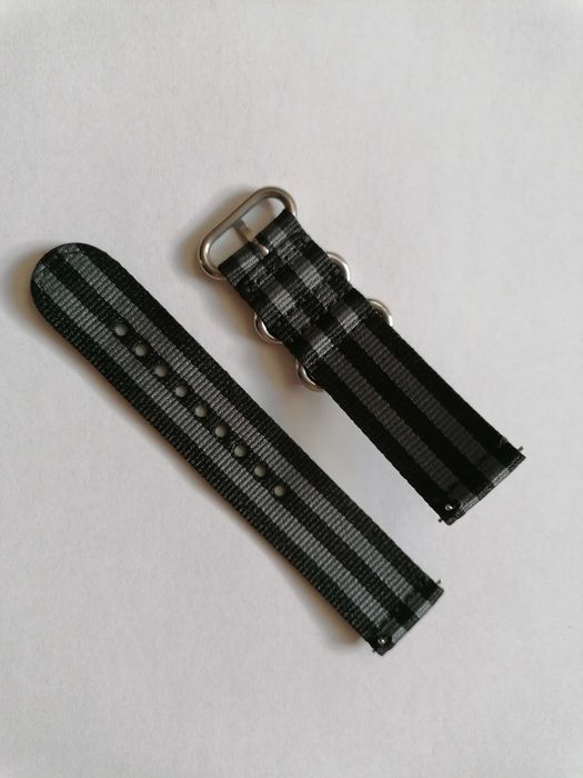 Bratara Ceas textila 22mm Curea gri-negru catarama inox Nato Militar