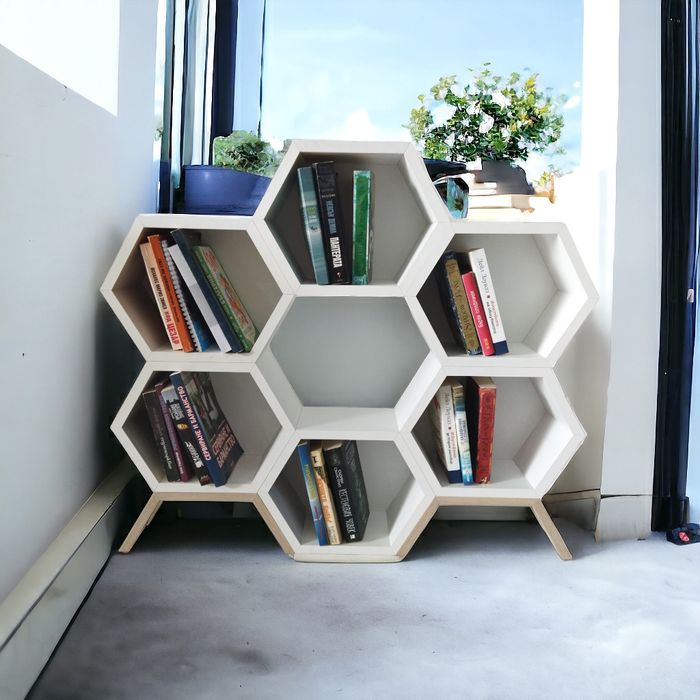 Библиотека, Етажерка,Пчелна пита, Шестостен, Шестоъгълник, Цветарник