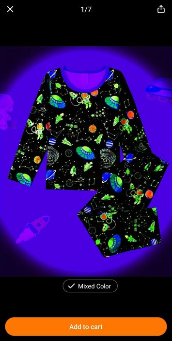 Ежедневен комплект термобельо за момче, Светещо звездно небе.