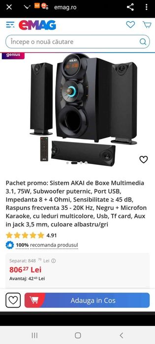 Vând sistem Akai Urgent Azi În Baia Mare