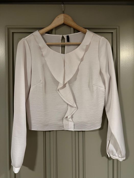 Bluza Benetton eleganta alba cropped