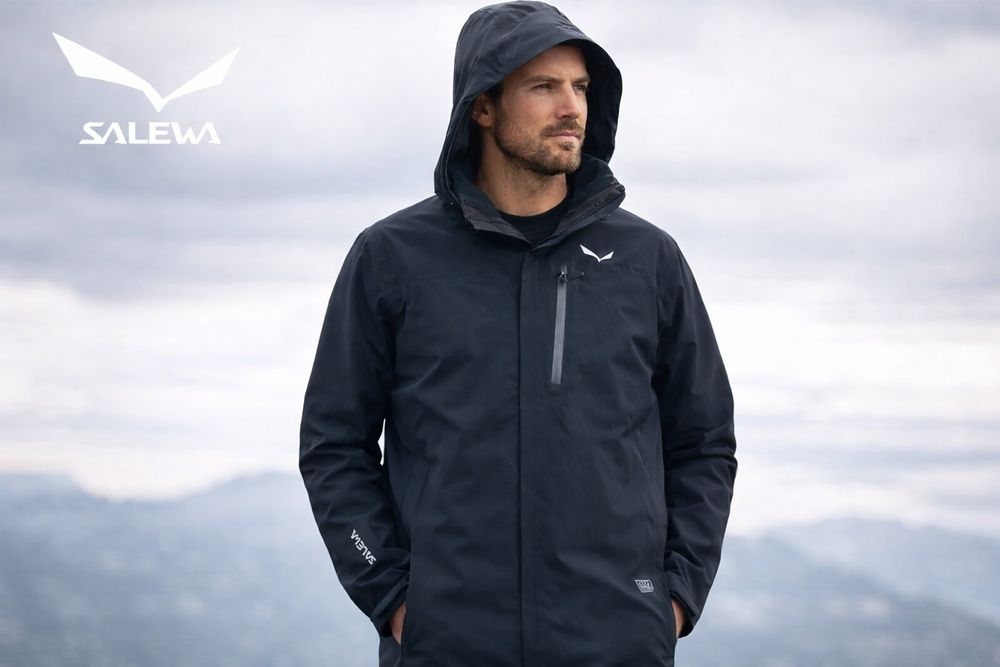 SALEWA (Германия) мужская мембранная непромокаемая тёплая куртка 3 в 1