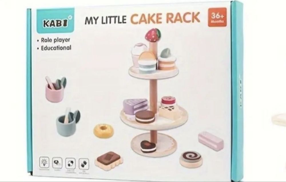 дървена стойка с десерт,дървена мозайка