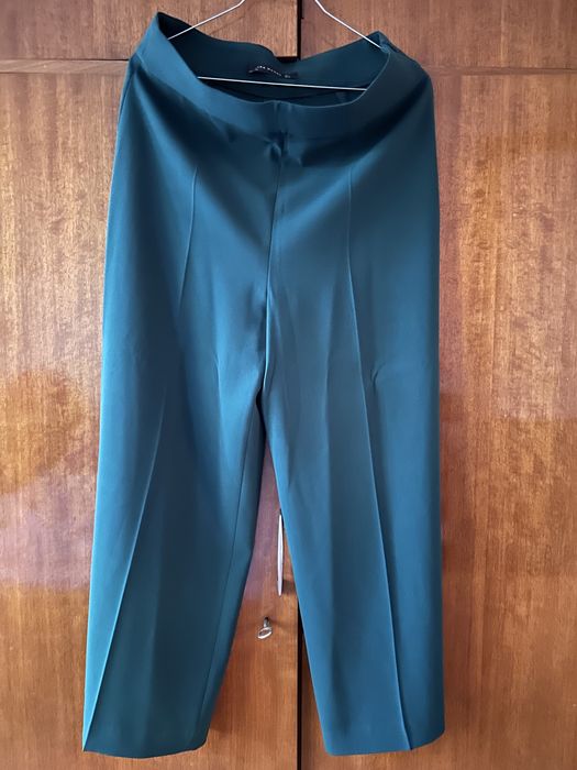 Широк нов панталон Zara в маслено зелено