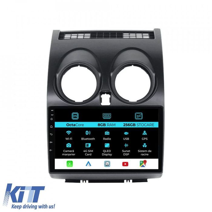 Navigatie Dedicata Nissan Qashqai J10 (2007-2013), 9Inch, 8Gb Ram, 256