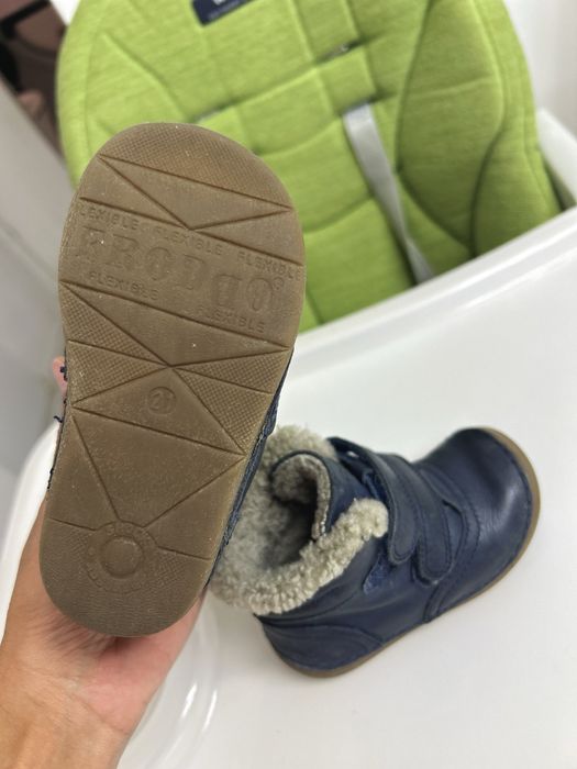 Vand ghete Froddo copii, piele natura, captuseala blana miel dark blue