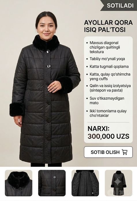 Qishgi kurtka ayollar uchun