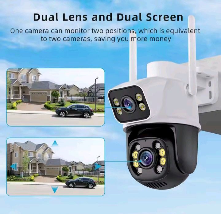 Двойна камера 8 МР PTZ ICSEE WIFI Камера с два обектива Human Detect