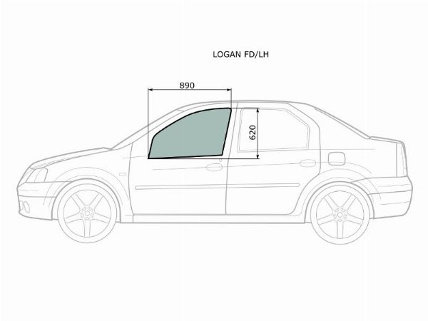 Стекло переднее левое опускное   Dacia Logan