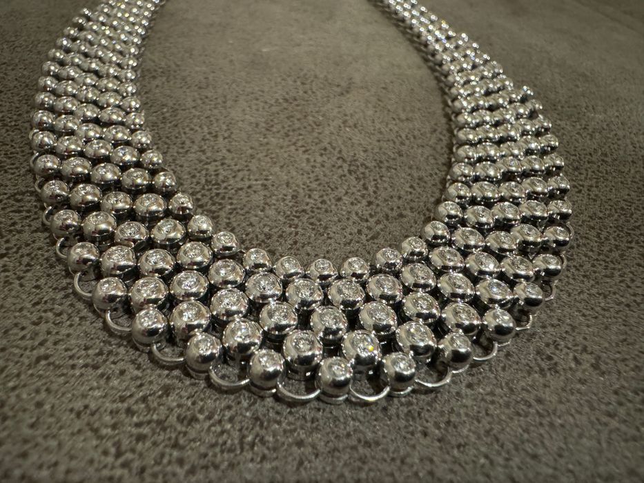 Прекрасно Италианско 18К Златно Колие 96г с 15К Диаманти; Топ Цена!