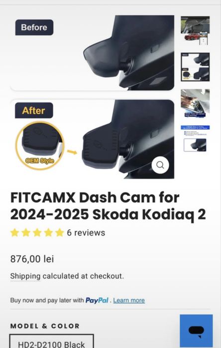 Camera dvr trafic fitcamx blue lens Skoda kodiaq 2 octavia karoq
