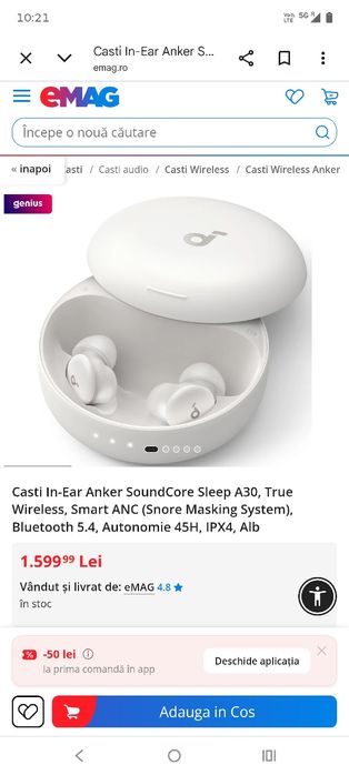 SoundCore A30 căști pentru dormit, Noi sigilate