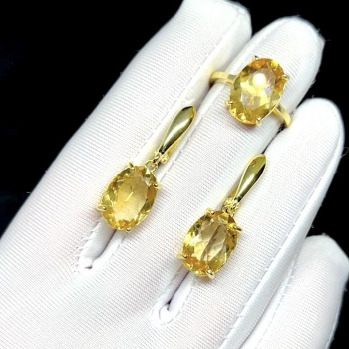 Комплект с натуральными Цитринами