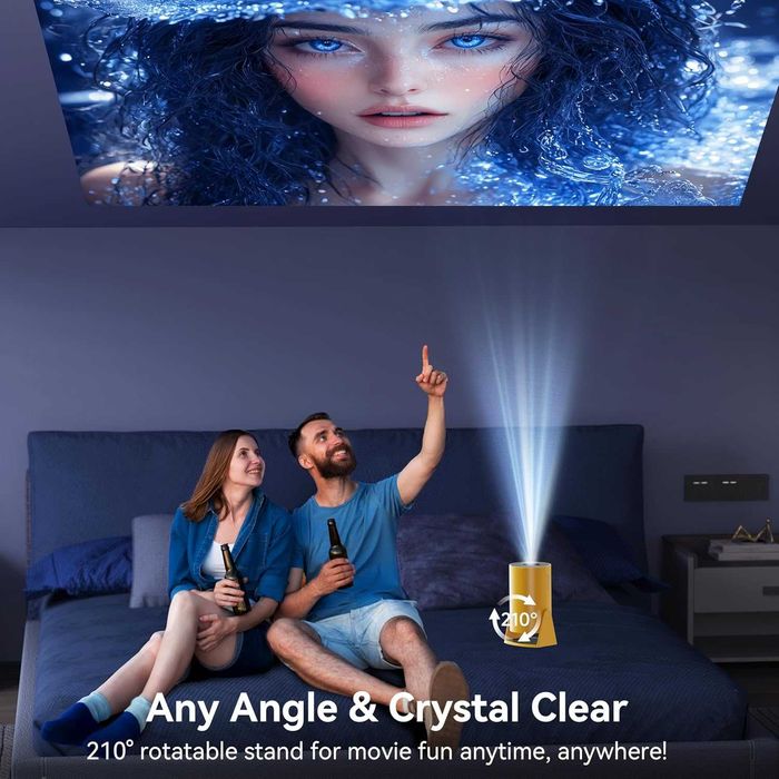 Мини проектор, Android TV 11.0, Преносим с Wifi и Bluetooth 5.2, 1080Р