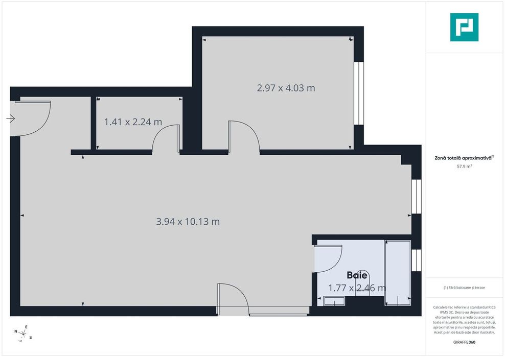 Apartament cu 2 camere şi dressing în Moşniţa Nouă