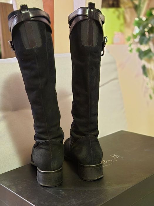 Cizme piele Nabuc, negre, Musette