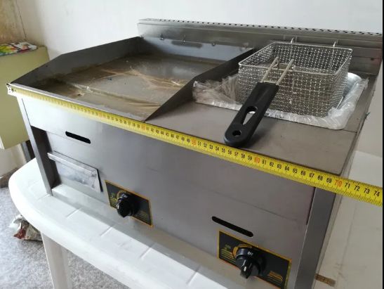 1.Газов фритюрник Нов комбениран със скара гладка плоча 2 в 1. Профес