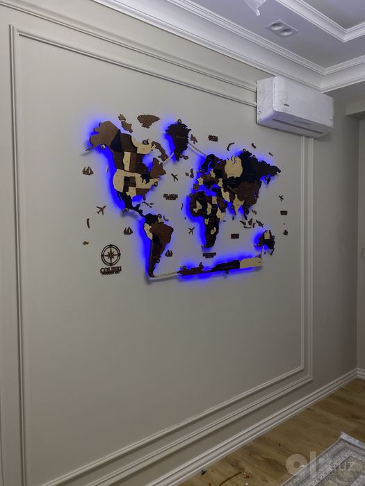 Интерьерная 3D карта мира, Dunyo xaritasi