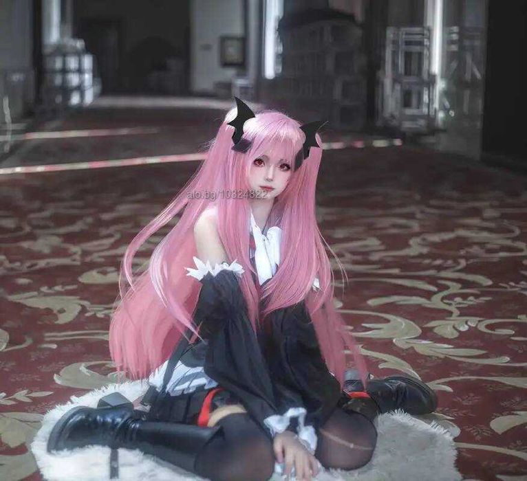 Дълга розова перука с две опашки Krul Tepes Anime Owari No Seraph