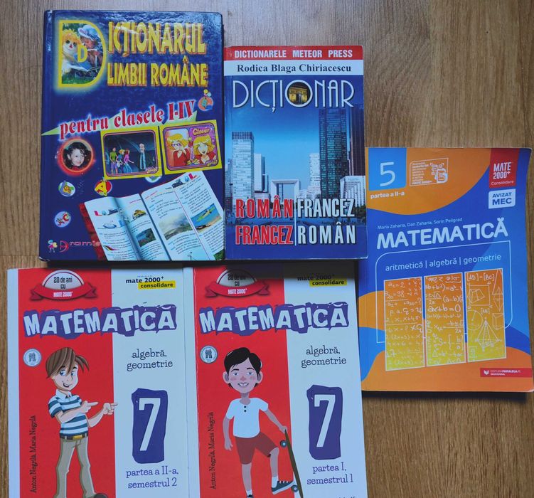 Diverse culegeri, dicționare si manuale școlare de gimnaziu