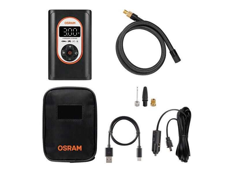 Компресор Osram TYREinflate 4000 за гуми, 8.3 bar, 12V DC, 90dB, с вградена батерия 5000mAh
