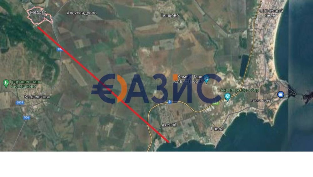 Парцел в с. Медово, Общ. Поморие, България, площ 1932 кв. м., цена