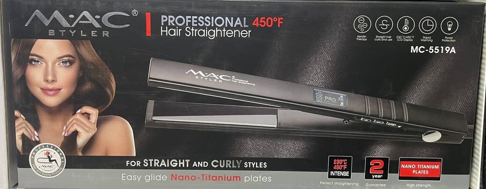 MAC Styler MC-5519A профессиональный выпрямитель для волос 450°F с нан