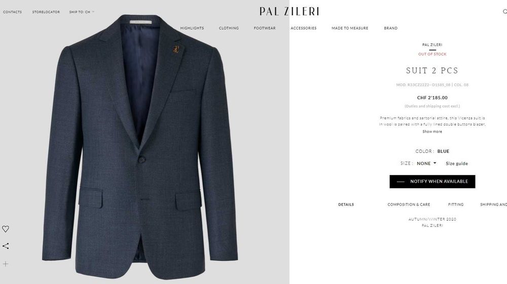 Sacou blazer slim 50 L de lux LAB Pal Zileri lana super 150's