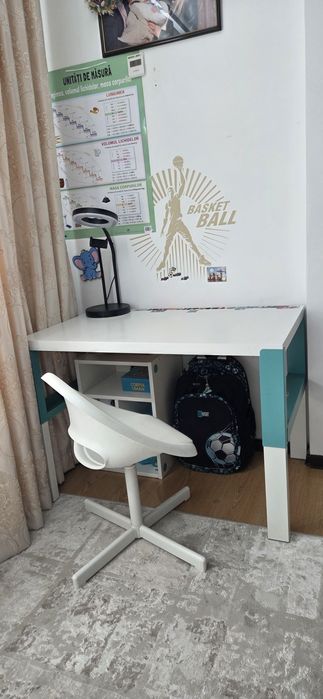 Birou inaltime reglabila 96×58 cm cu scaun