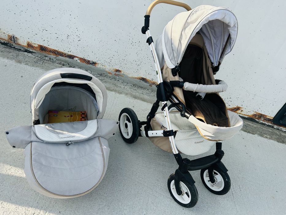 Caruț Krausman 3 in 1 Sendo White - Beige