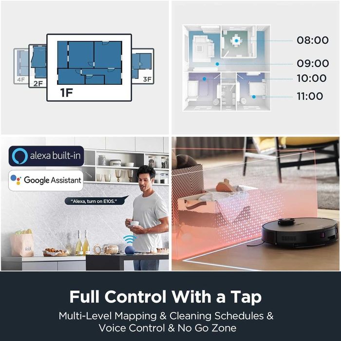 Прахосмукачка робот Eureka E10s (Черен) 4000Pa