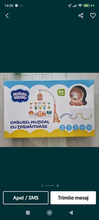 Carusel muzical cu zornăitoare, se invarte , luminite Noriel