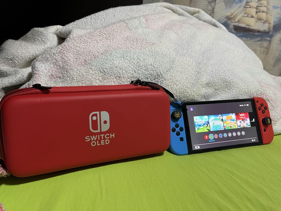 Прошитый nintendo switch OLED red neon