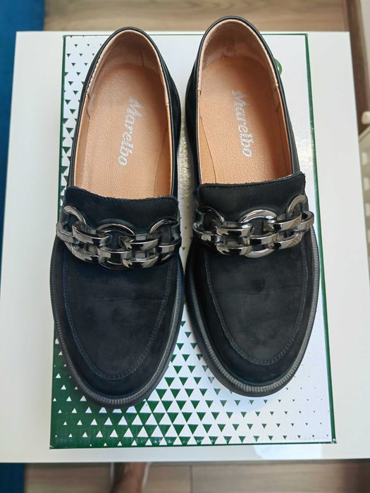 Mocasini negri femei din piele