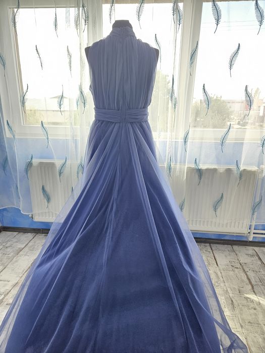 Rochie albastra din tull voal