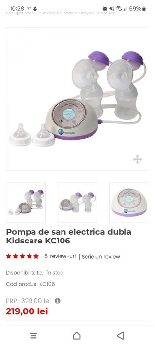 Pompa electrica dublă de sân
