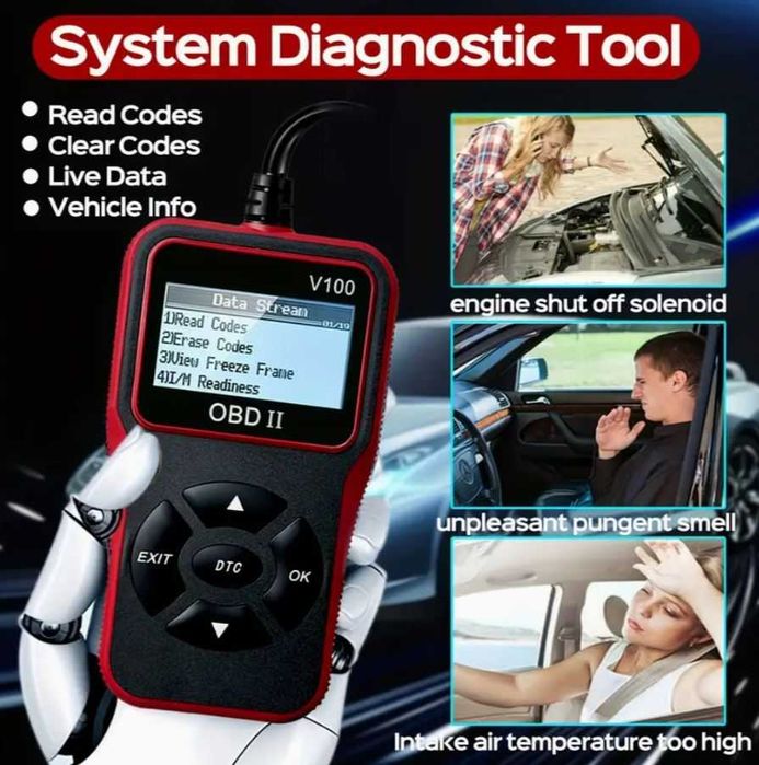 Full OBD2 / EOBD + CAN автомобилен диагностичен кодочетец V100