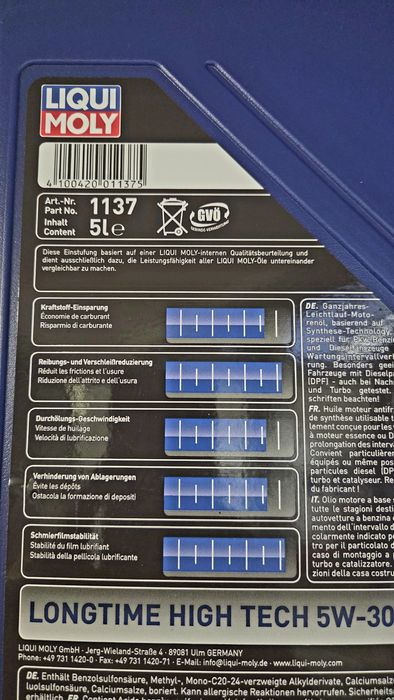 Ofertă Preț! Ulei Motor 5w 30 Liqui Moly original import Germania NR.1