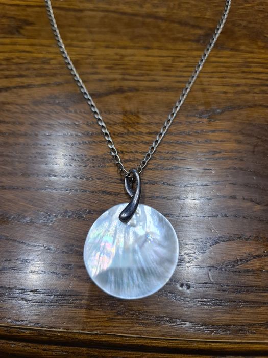 Lant argint vintage 935 pandantiv sidef natural,54 cm,stare perfecta