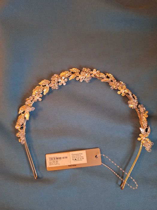 Bentiță argintie mireasa Meli Melo