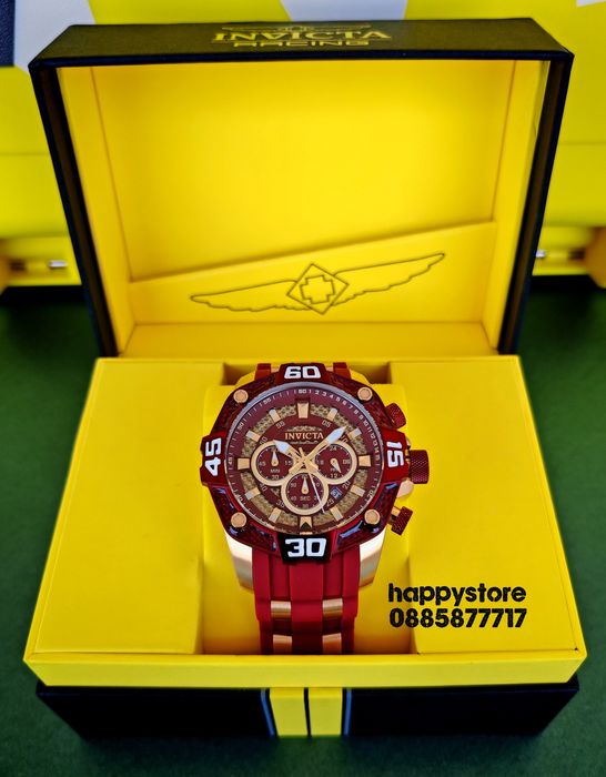 INVICTA Pro Diver Rush Red/Gold 52 mm, Инвикта нов ръчен часовник
