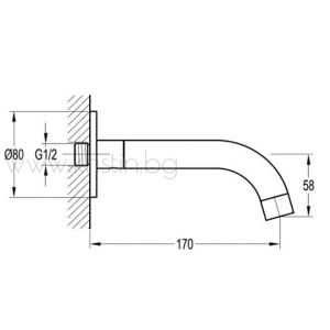 Чучур за вграждане 170 мм